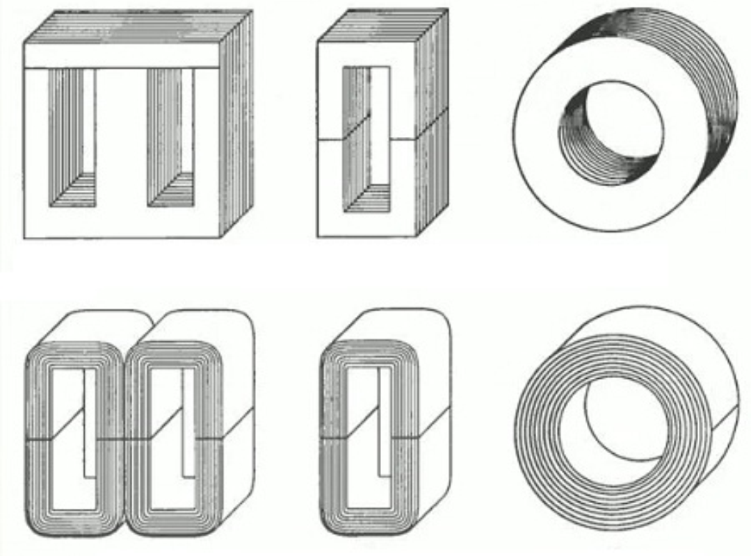 Типы сердечников. Стержневой магнитопровод трансформатора. Стержневой Броневой тороидальный трансформатор. Типы магнитопроводов трансформаторов. Типы сердечников трансформаторов.