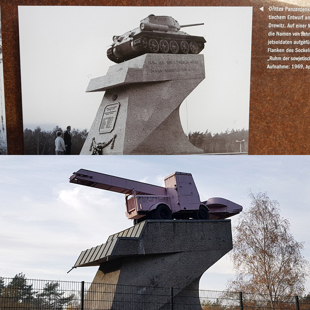 Настоящий памятник. Tank-Monument at Potsdamer. Tank-Monument at Potsdamer chaussee. Soviet Tank-Monument at Potsdamer chaussee in Berlin.