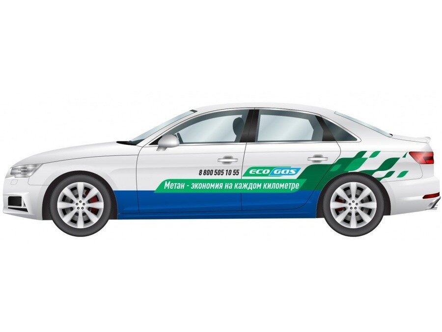 Вариант оклейки автомобиля рекламными слоганами. Такая оклейка принесет владельцу автомобиля 80 000 рублей.