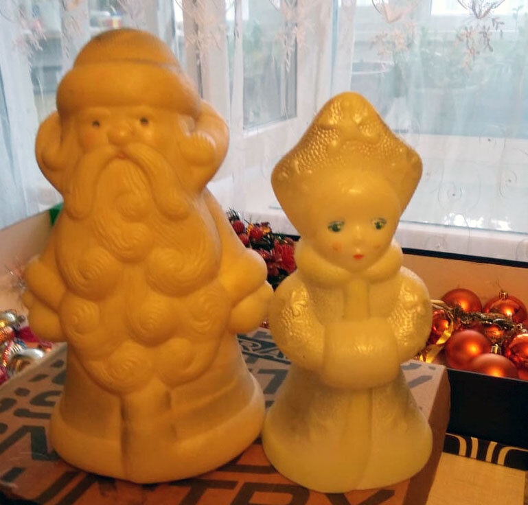 Дед Мороз и Снегурочка, пластик, СССР