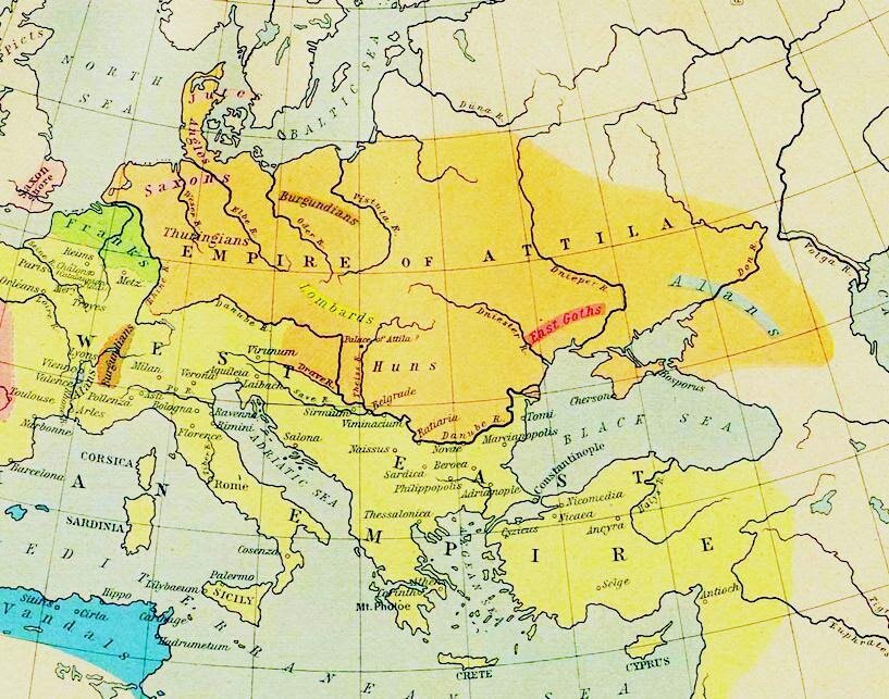 Карта империи атиллы