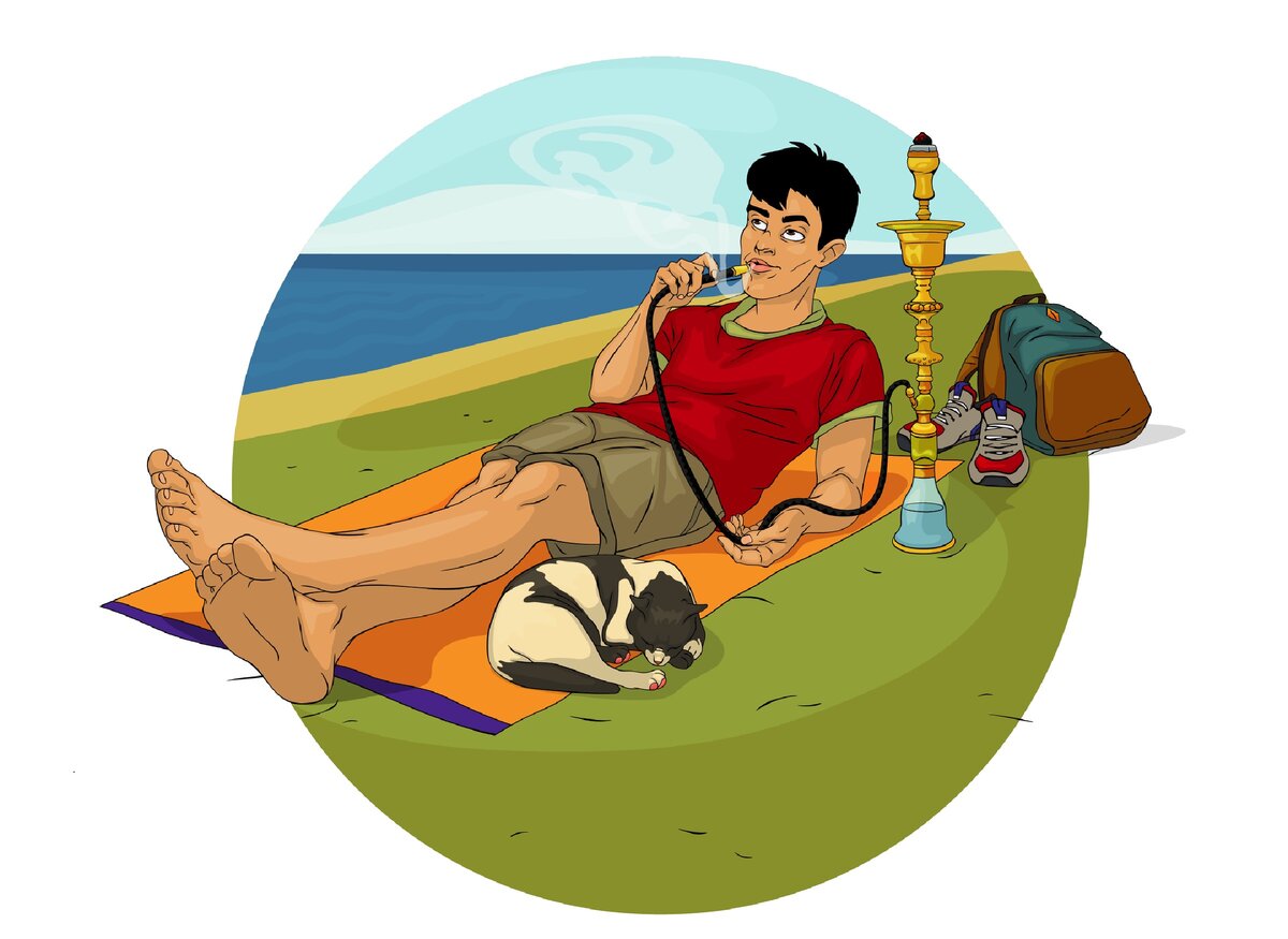 Ему и без чая тут хорошо, но он послушает. Позже скажем - кто это на рисунке.