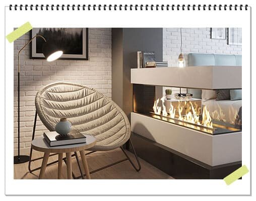  Дизайн спальни с камином Dimplex