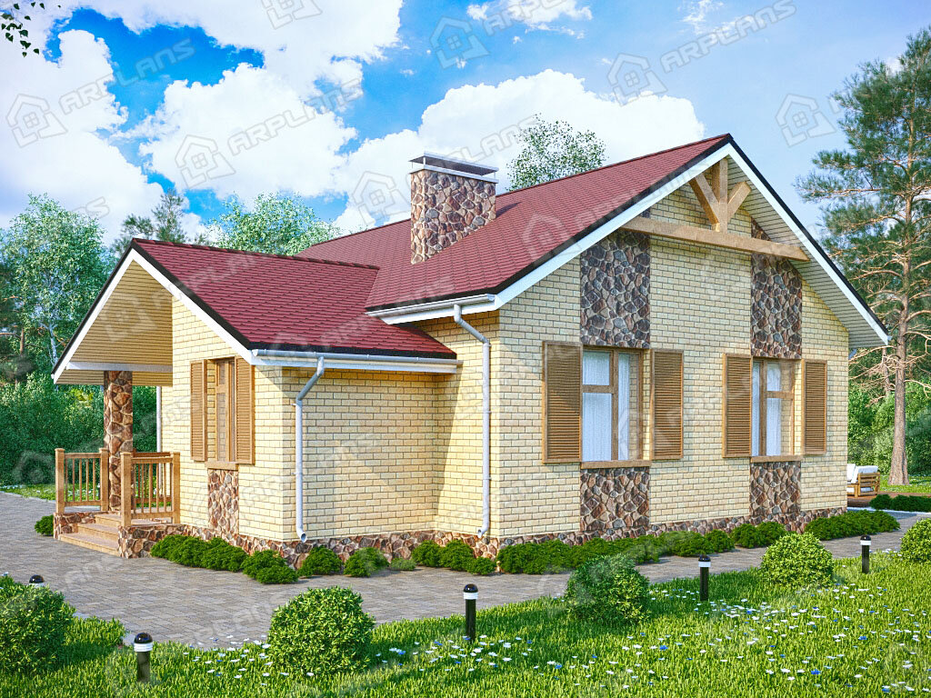 Фото 2 одноэтажного дома из газобетона с 2 спальнями и газовой котельной. 80 кв м. Источник arplans.ru Проект К-231