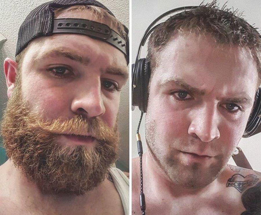 После бритья бороды. Бритый с бородой. Мужчина без бороды. До и после бритья. Усы до и после.