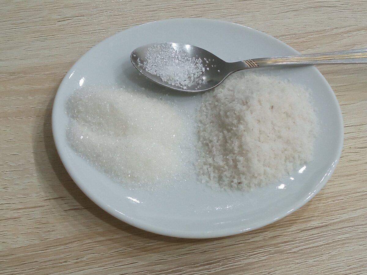 соль, сахар и лимонная кислота