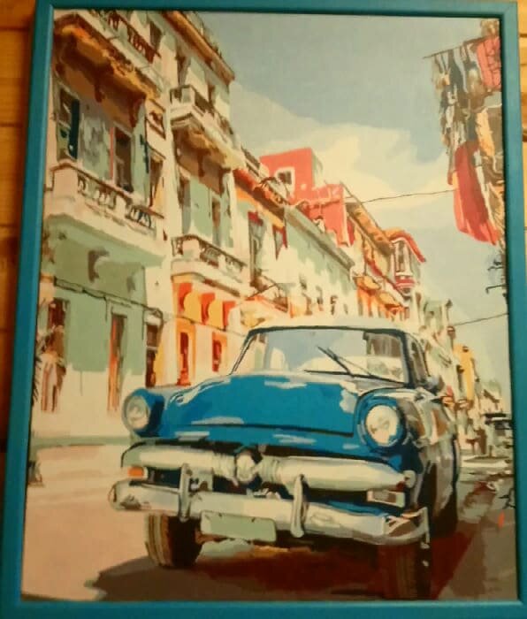 Готовая картина раскраска по номерам "Синее авто".