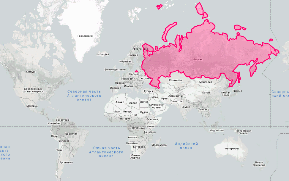 Карта россии и америки сравнить