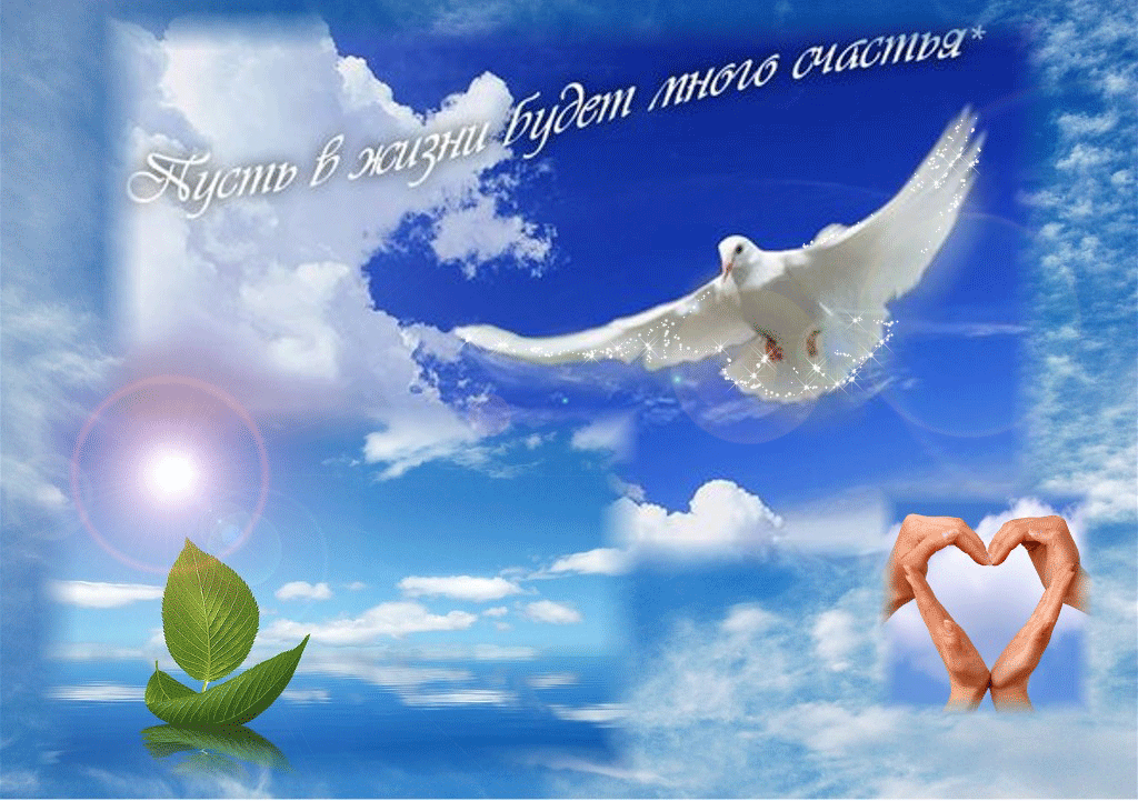 Птица счастья открытка. Мирного неба добра и благополучия. Мирного неба анимация. Птичка счастья для тебя.