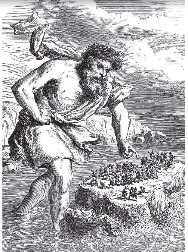 Один из исполинов Севера – великан-йотун Бауги. Упоминается в саге о священном напитке «меде поэзии». Иллюстрация Уарда из книги: Tales from Scandinavian Mythology. London, Macmillan and co., 1891