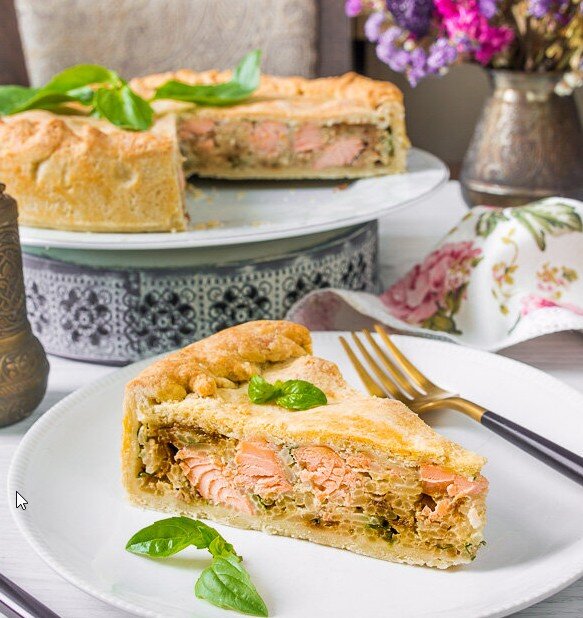Песочный рыбный пирог c рисом