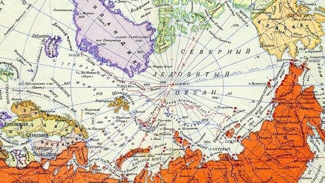 Изображение северного полюса на карте