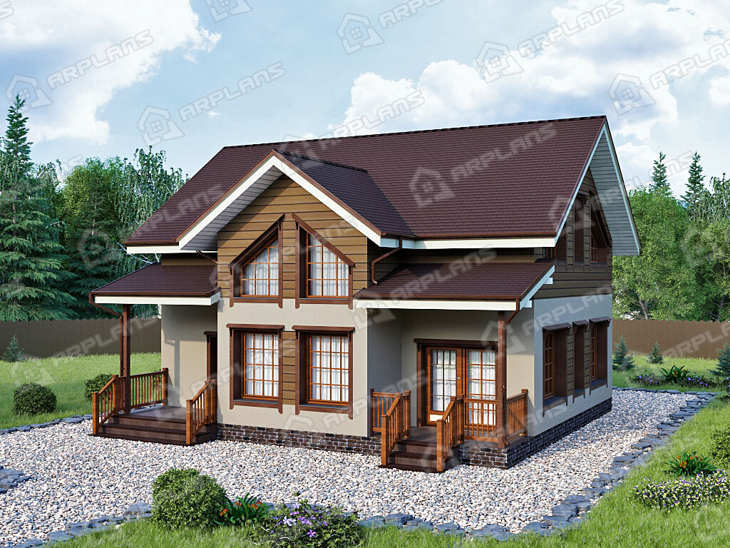 Фото 1 двухэтажного дома из газобетона. Общая площадь 170 кв м. Источник arplans.ru Проект К-216