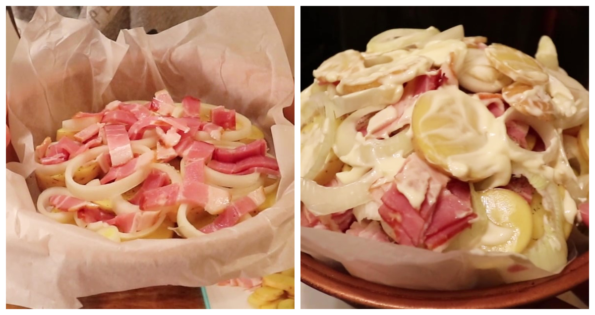 Если у Вас получается много слоёв, накройте картофель фольгой на первые 40 минут приготовления, иначе центр может не приготовиться