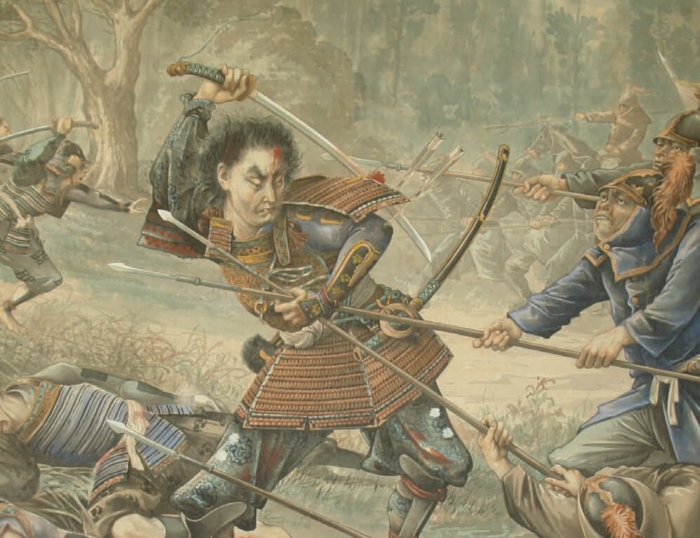 Самурай бьется с монгольскими интервентами. Картина из музея культурного наследия в Фукуоке