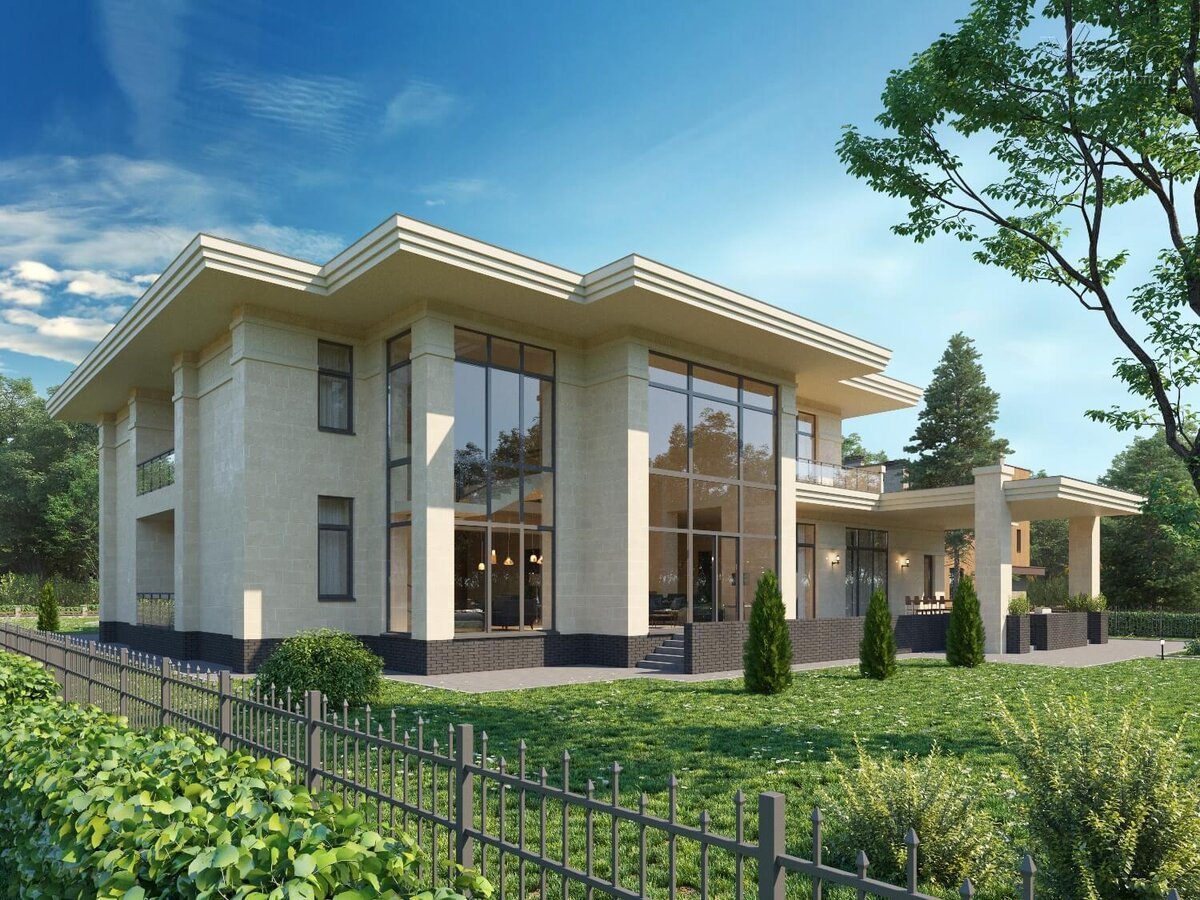 Дом в стиле прерий с панорамными окнами