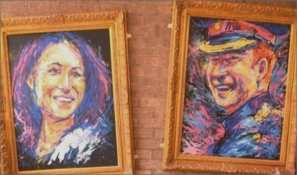 Портреты Меган Маркл и принца Гарри (автор — Эндрю «Мэни» Мэнсон). Фото с сайта Oxford Mail (https://oxfordmail.co.uk)