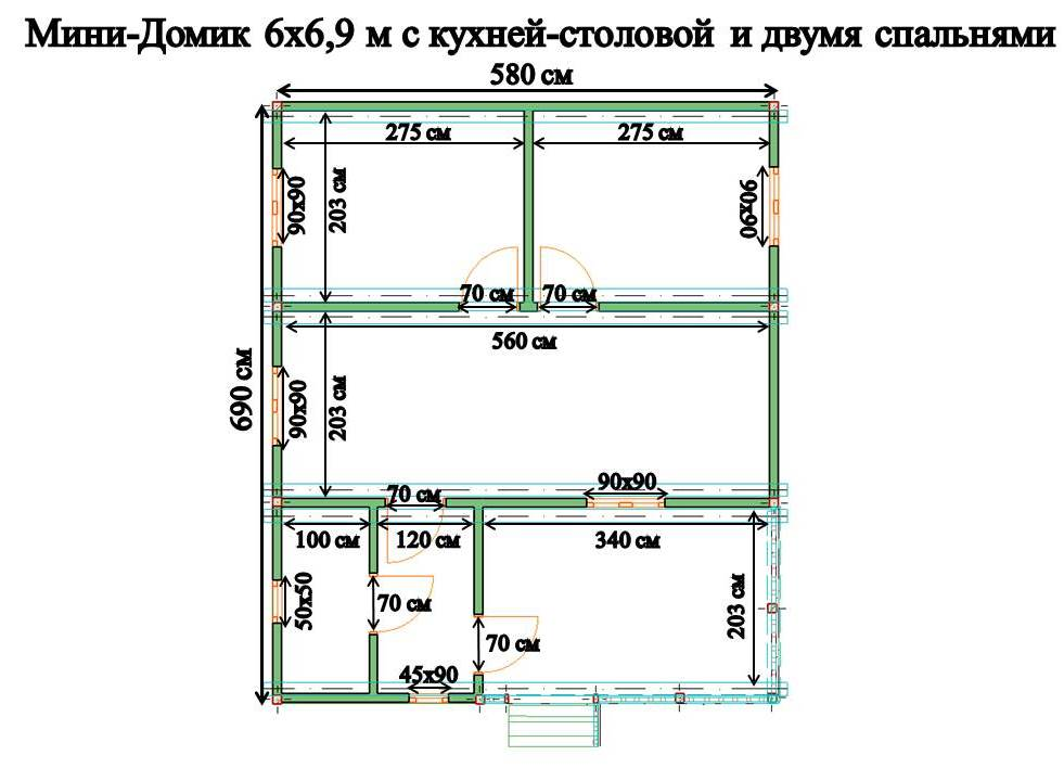 планировка Бристоль 6х6,9 м . 