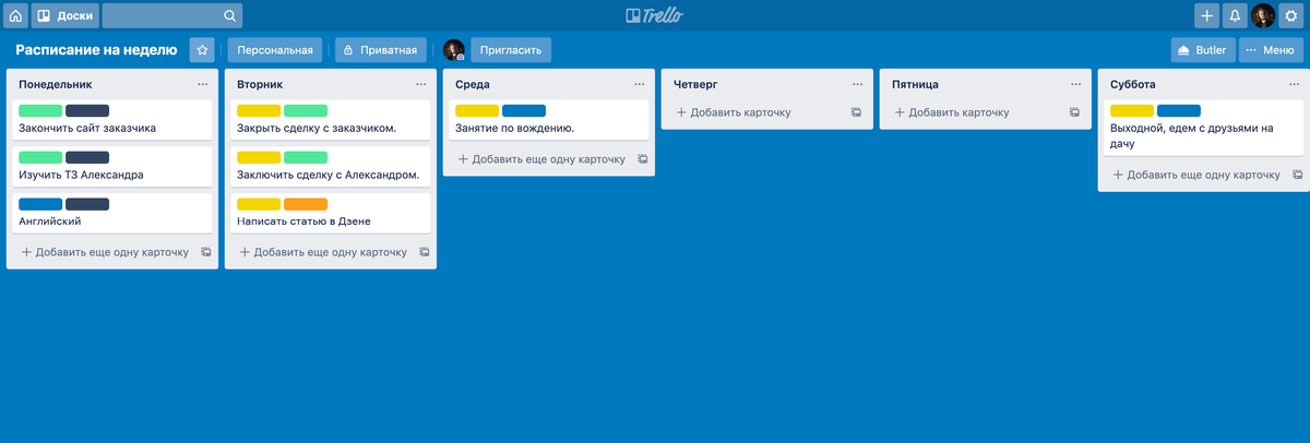 Пример того, как я использую Trello у себя