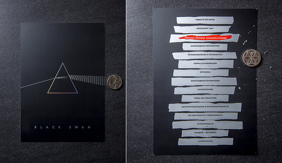 Меню сета «Черный лебедь»                                                                                                                         Фото: пресс-служба ресторана White Rabbit