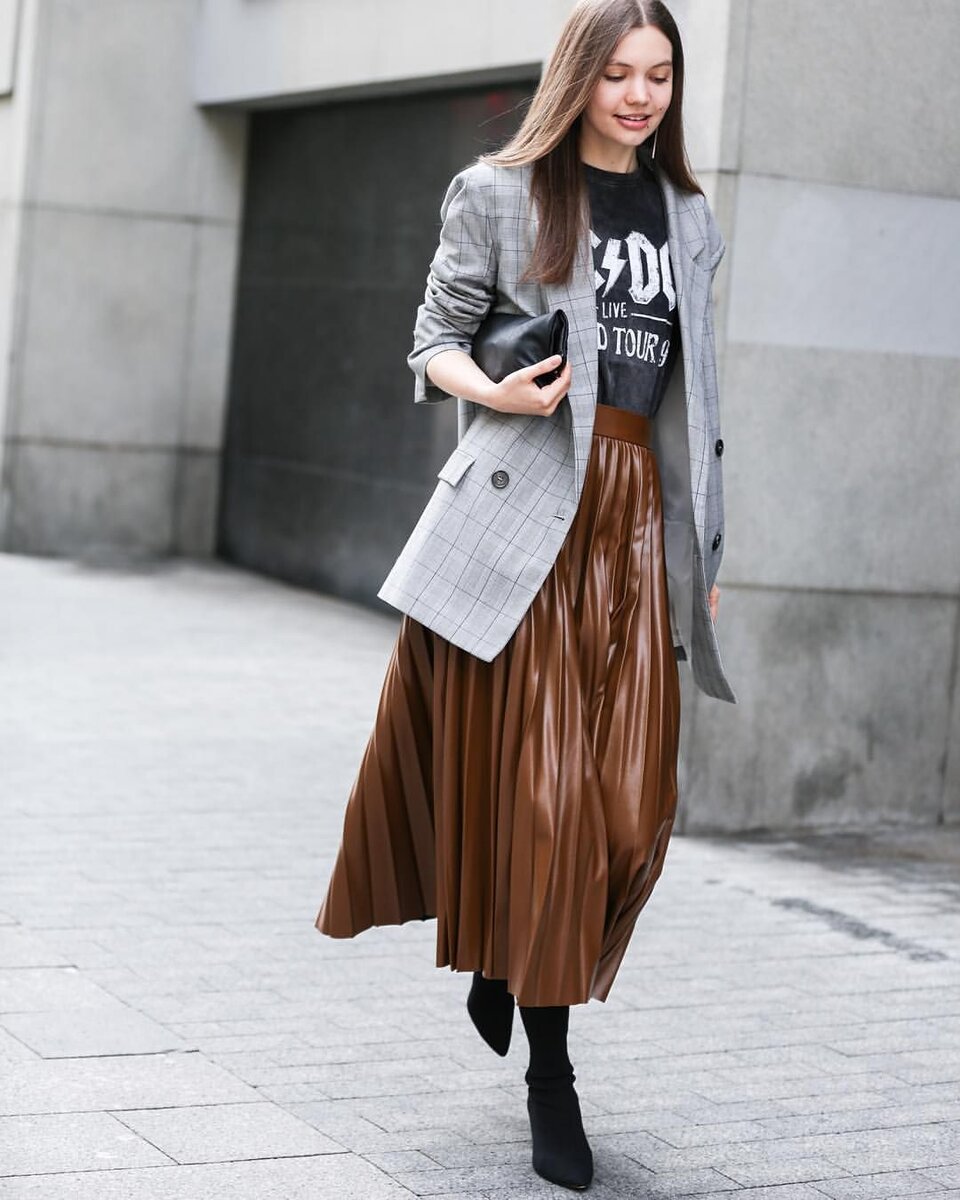 Темно коричневая юбка с чем носить (77 фото)