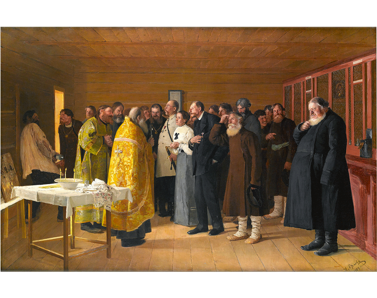 Николай Орлов. «Освящение водочного магазина». 1904 г.