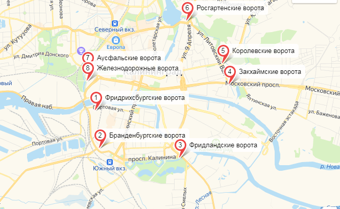 Карта расположения хомлинов в калининграде