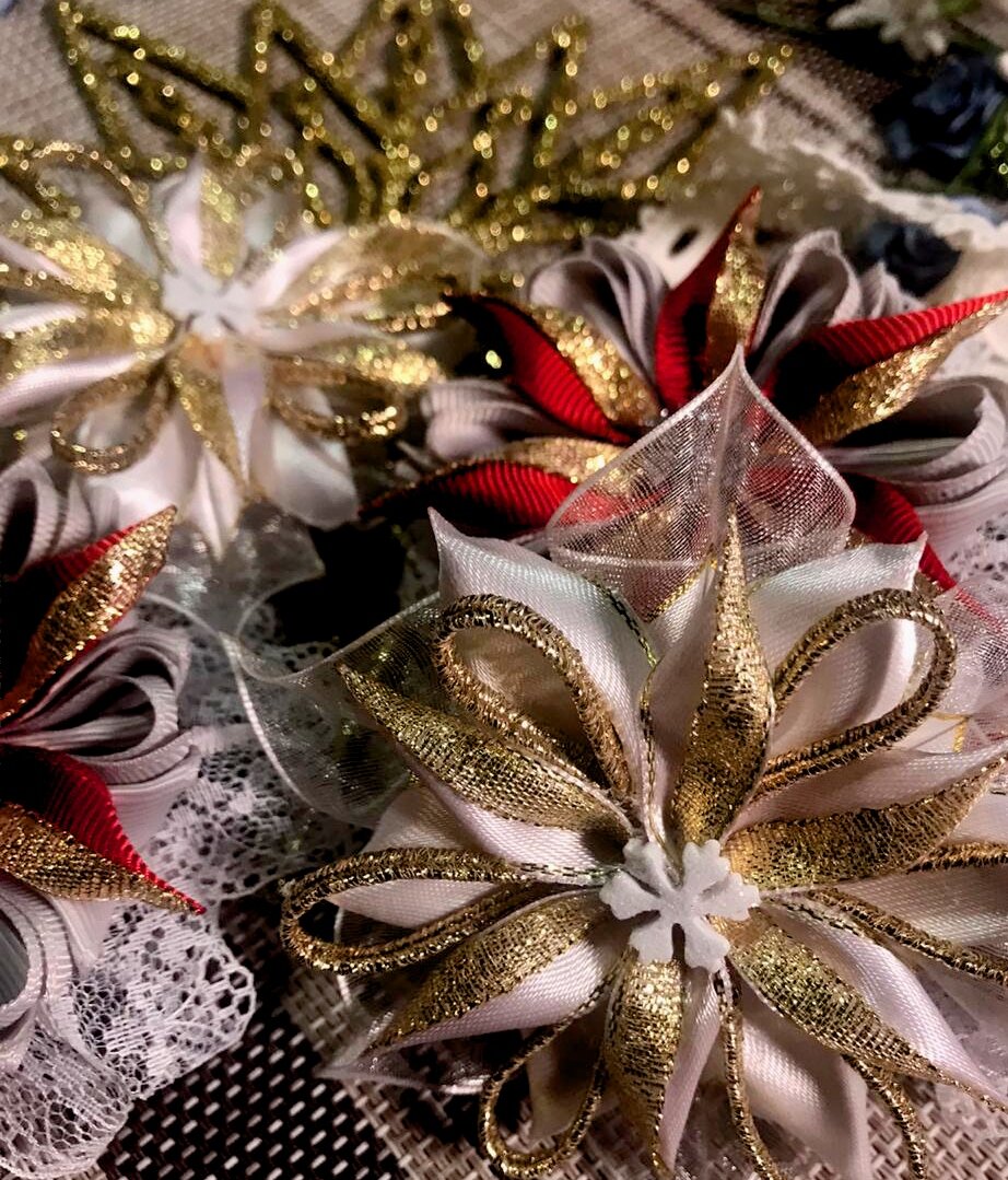 Снежинки канзаши! Ксения Назарова! 