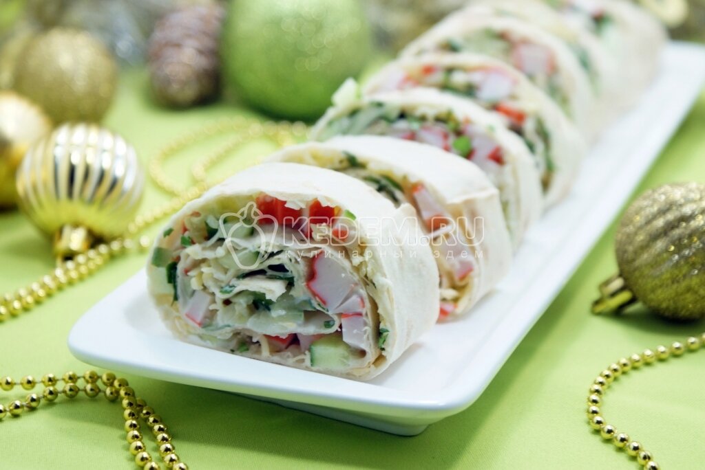 Закуска из лаваша «Новогодняя мишура»