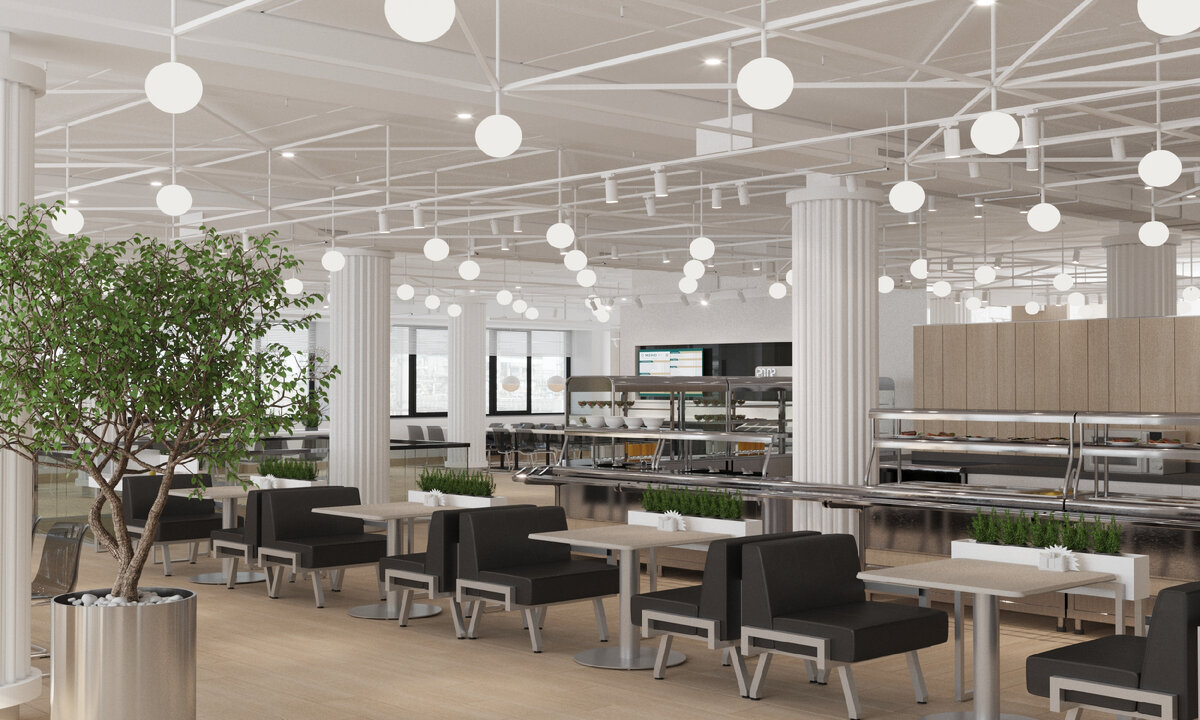 Проект столовой. Филиал «Азот» АО «ОХК «УРАЛХИМ» в городе Березники. 2 этаж.