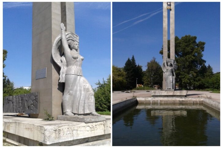    Памятник труженикам тыла на территории завода «Сибсельмаш».Коллаж VN.ru