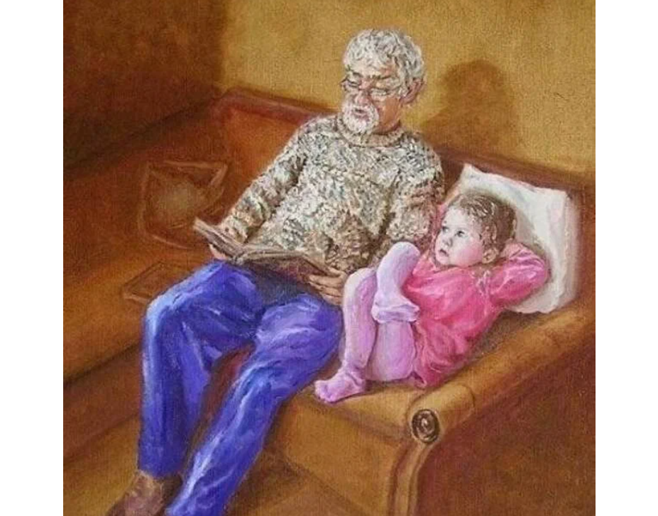Внучка есть у дедушки. Дедушка живопись. Дедушка с внуками живопись. Дедушка и внук. Дедушка и внук живопись.