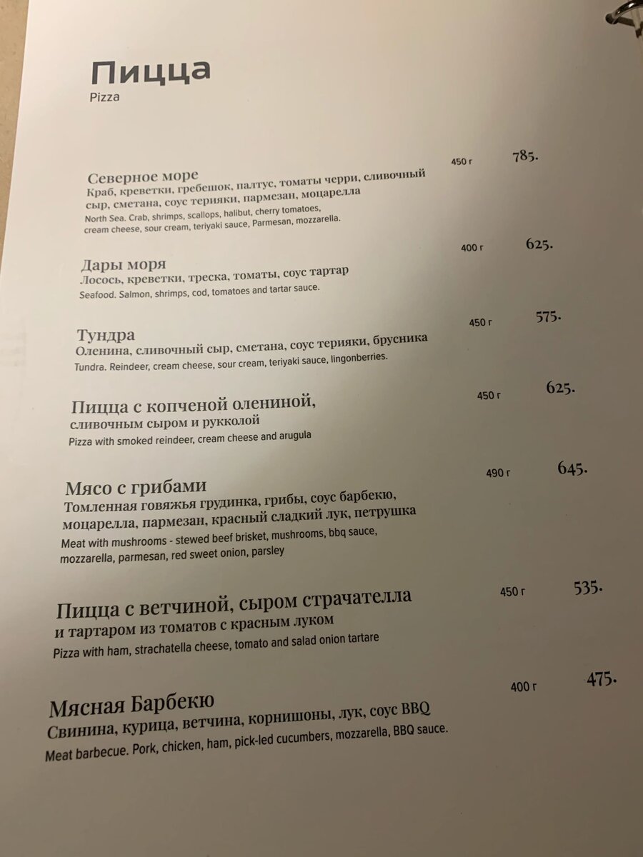 Тундра мурманск меню Тундра мурманск меню