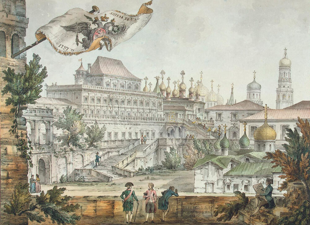 Теремной дворец в 1797 году. Сейчас это внутренний двор БКД. Художник: Джакомо Кваренги