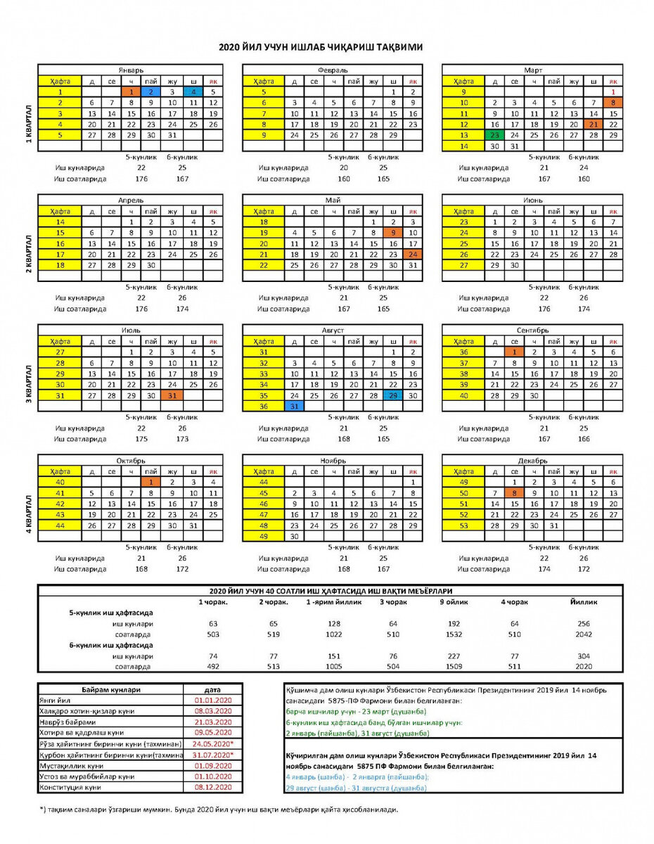 Определены праздники и выходные дни на 2020 год | Новости Узбекистана  Podrobno.uz | Дзен