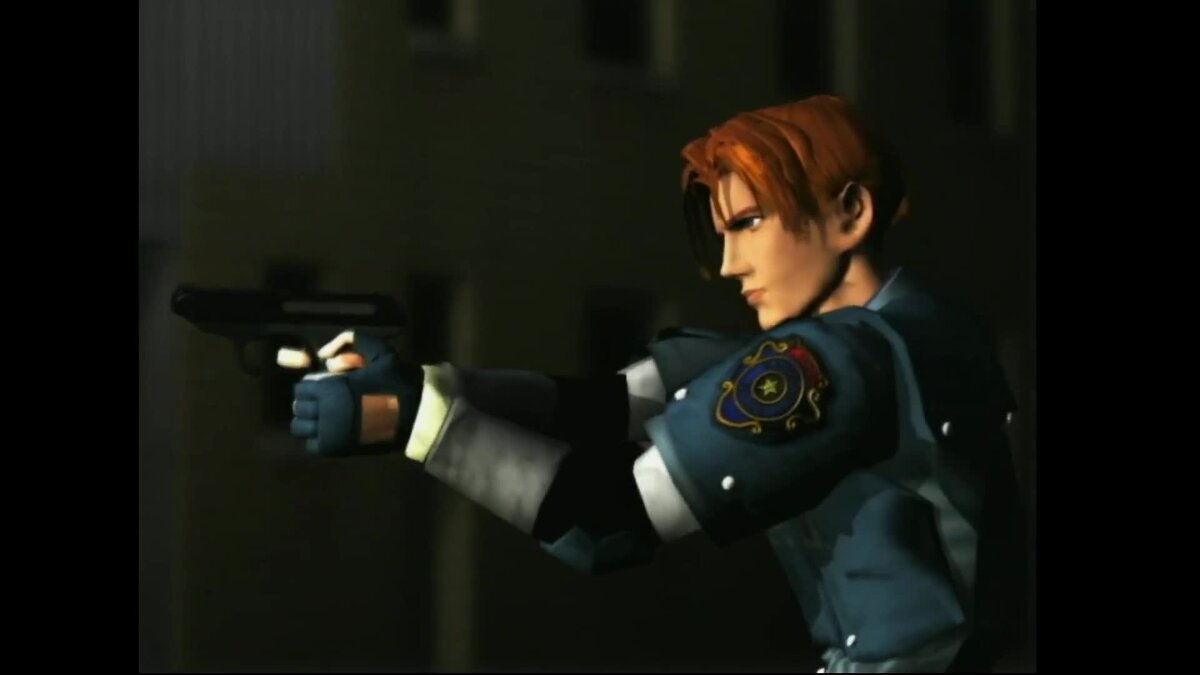 Леон стреляет по зомби из H & K VP 70 (Resident Evil 2, 1998)