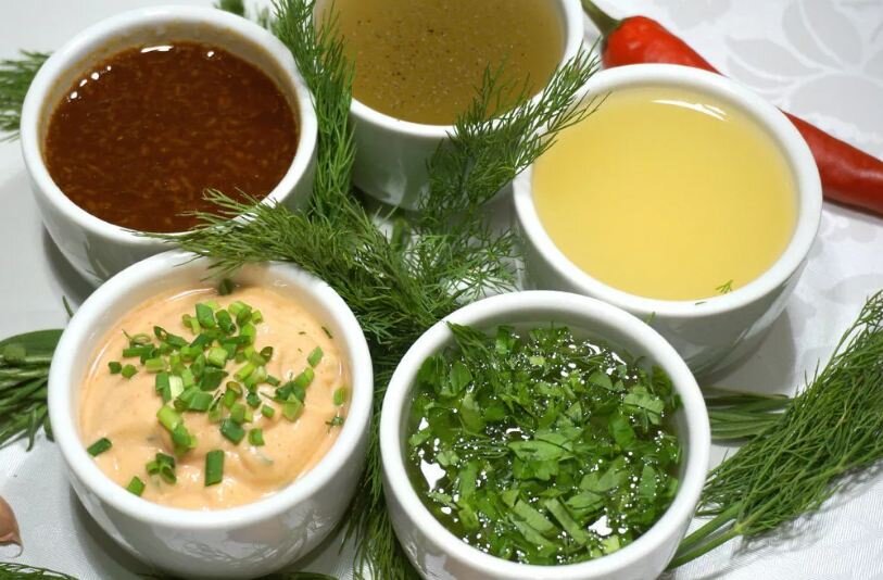 Заправки и соусы к салатам, мясу, рыбе или крупам