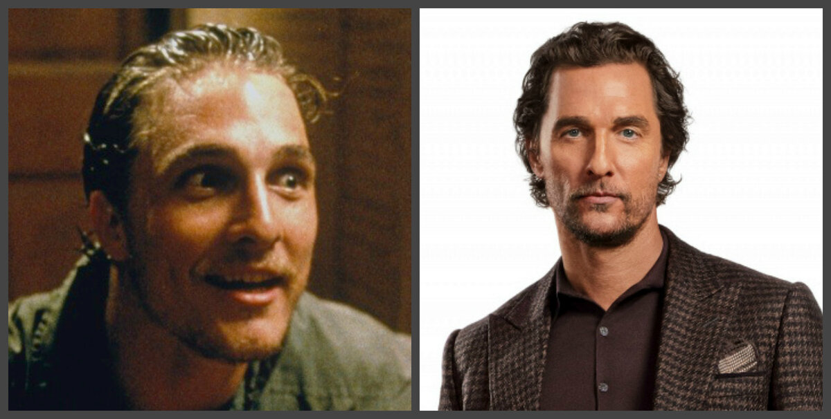 Мэттью МакКонахи в фильмах "Техасская резня бензопилой 4:  Новое поколение" (1994) и 	"Джентльмены" (2019). Коллаж (фото для иллюстрации из открытого источника kinopoisk.ru)