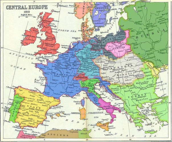 Карта Европы к 1810 году