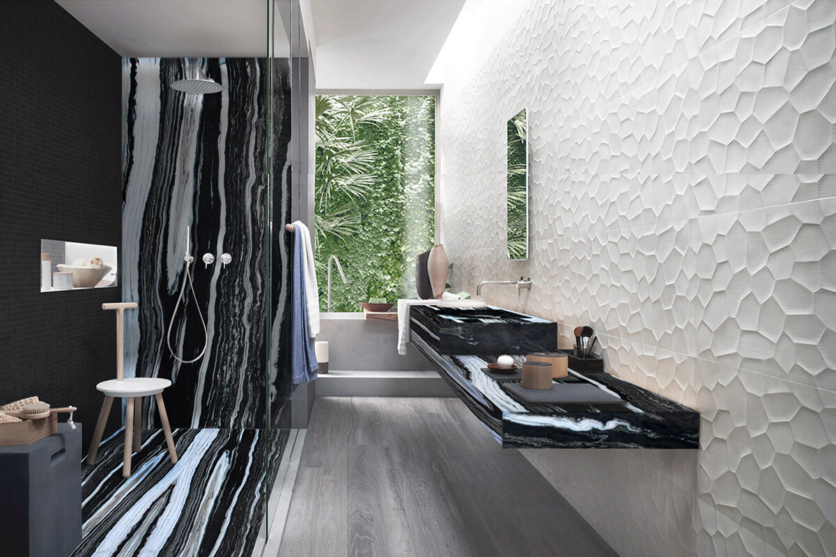 Мрамор Panda Black в интерьере