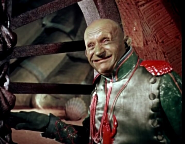 кадр из фильма "Марья Искусница", киностудия им. М.Горького, 1959. Режиссёр - Александр Роу, сценарий Евгения Шварца. В роли Квака Георгий Милляр