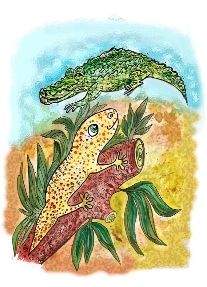 Иллюстрация к сказке "Как геккон с крокодилом дружил"  художник Л.В.Блохина #Лучисолька
