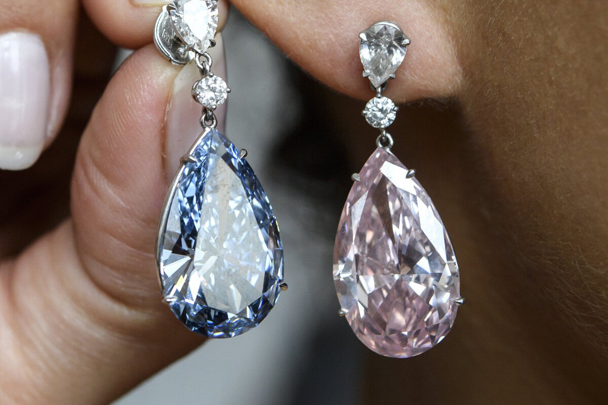 Бриллиантовые серьги "Apollo Blue" и "Pink Artemis"