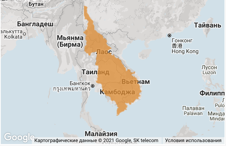 "Рисовая чаша" Азии - бассейн реки Меконг. Скриншот с сайта WWF