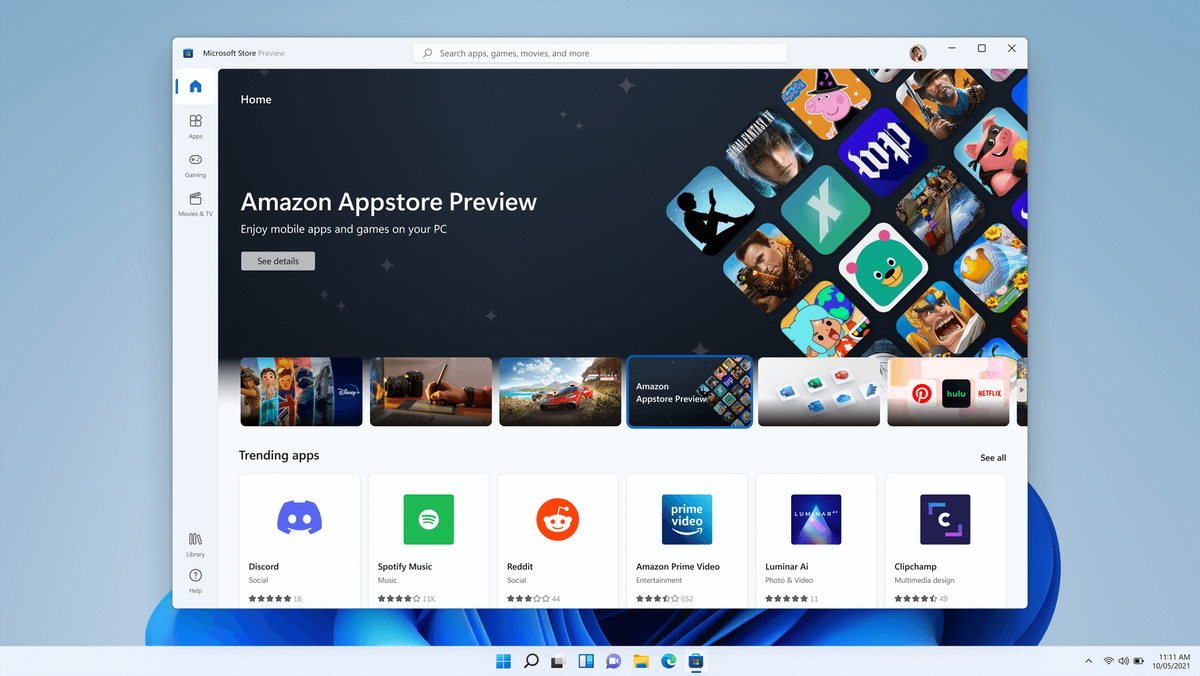 Amazon Appstore в Windows 11