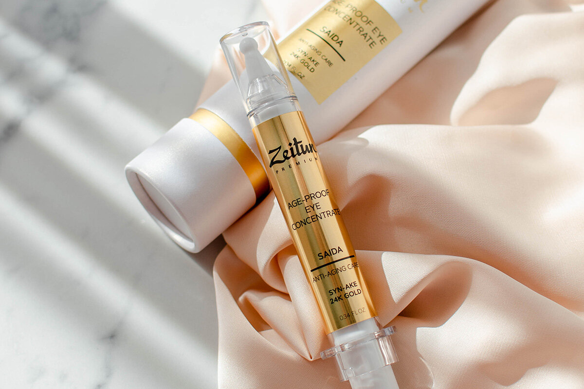 Омолаживающий крем-концентрат для кожи вокруг глаз с пептидом SYN®-AKE и коллоидным золотом SAIDA, Zeitun PREMIUM