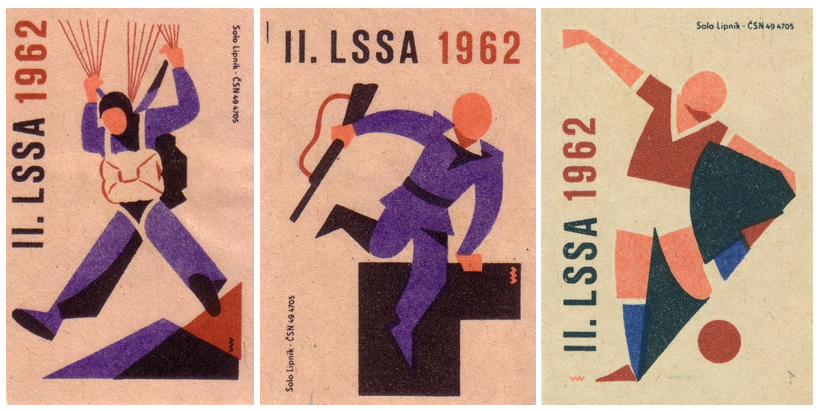 Серия спичечных этикеток, посвященных соревнованиям