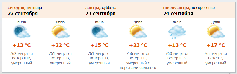   Погода в Петербурге 22-24 сентября. Автор фото: "Северо-Западное УГМС"