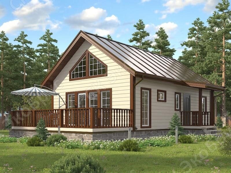 Рисунок 1. Проект каркасного дома с мансардой Ладога 2020 Д-1