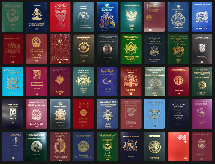 Топ сильных паспортов. Обложки паспортов разных стран.